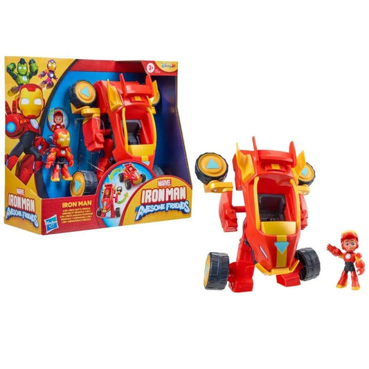 Figura Marvel Iron Man y Sus Amigos Iron Man con Vehículo.