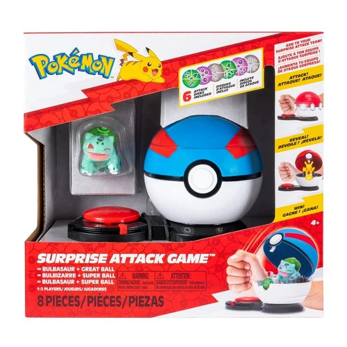 Figura Pokémon Surprise Attack Game Bulbasaur + Super Ball.