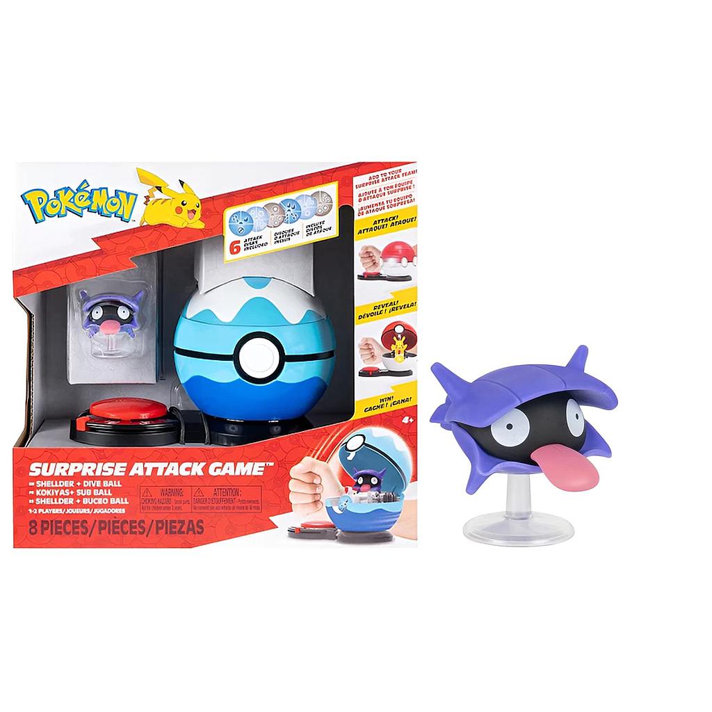 Figura Pokémon Surprise Attack Game Shellder + Buceo Ball.