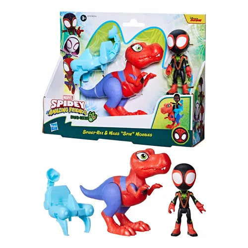 Figura con Dinosaurio Spidey-Rex y Miles Morales Marvel Spidey Amazing Friends.