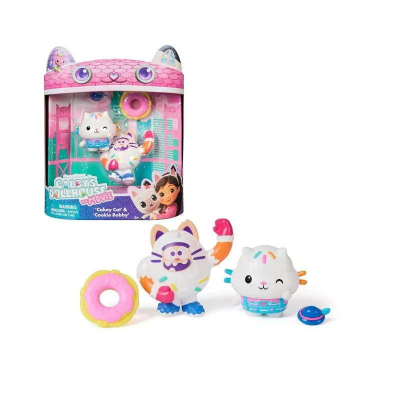 Figuras La Casa de Gabby Cakey Cat y Cookie Bobby.