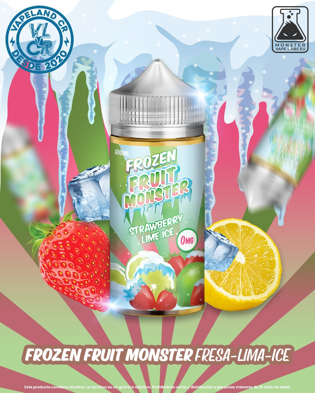 Frozen Fruit Monster Strawberry Lime Ice 0mg, 3mg y 6mg.