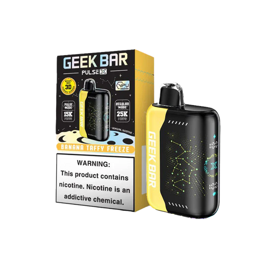 Geek Bar Pulse X Banana Taffy Freeze 25000 puffs.