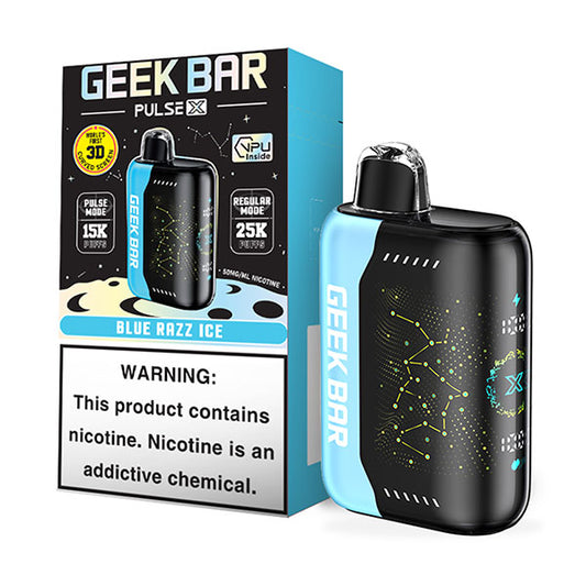 Geek Bar Pulse X Blue Razz Ice 25000 puffs.