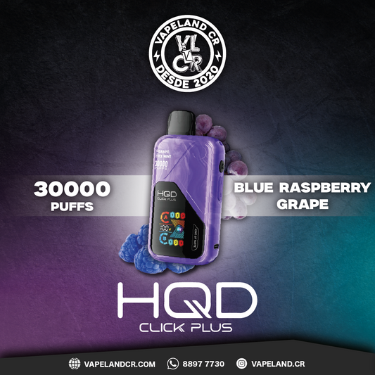 HQD Click Plus Blue Raspberry Grape 30000 puffs.