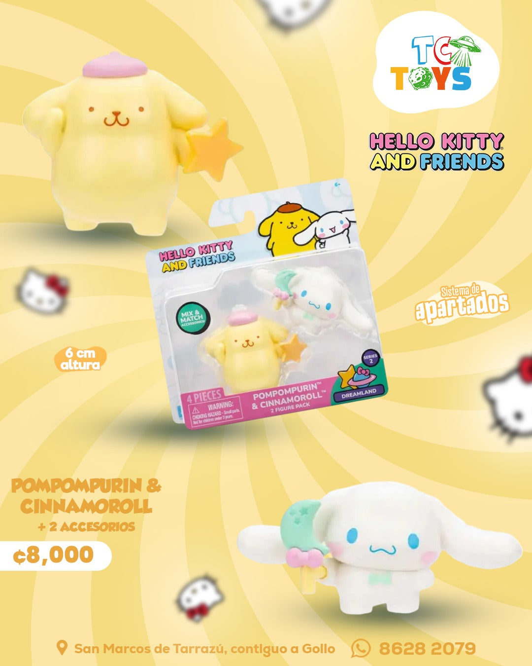 Hello Kitty And Friends Pompompurin y Cinnamoroll Jazwares.