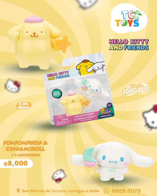 Hello Kitty And Friends Pompompurin y Cinnamoroll Jazwares.