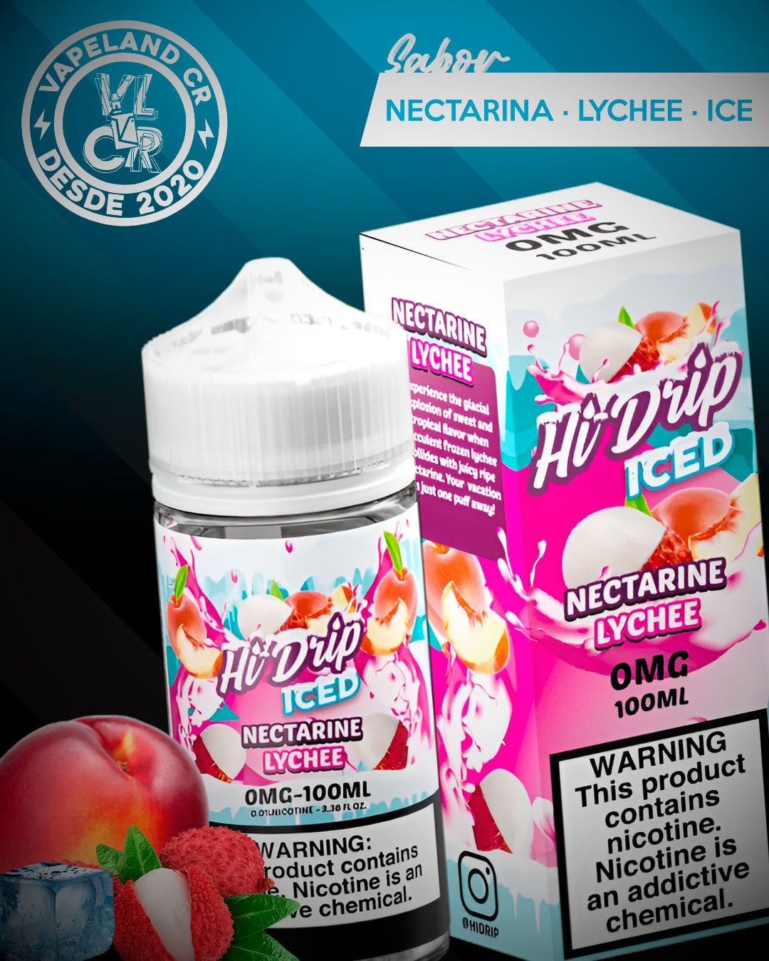 Hi-Drip Iced Nectarine Lychee 3mg y 6mg.