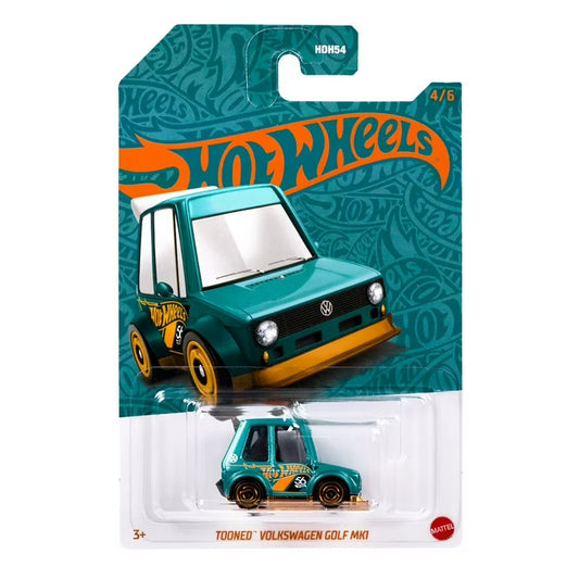 Hot Wheels Premium Tooned Volkswagen Golf Miki Turquesa.