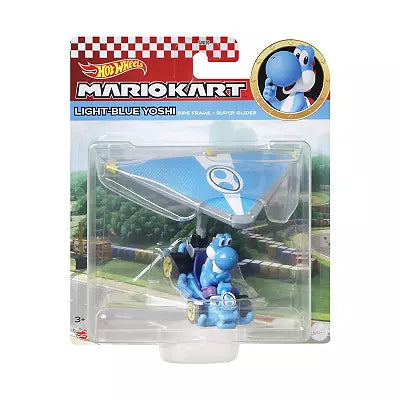 Hot Wheels Mario Kart Light-Blue Yoshi Pipe Frame Super Glider.