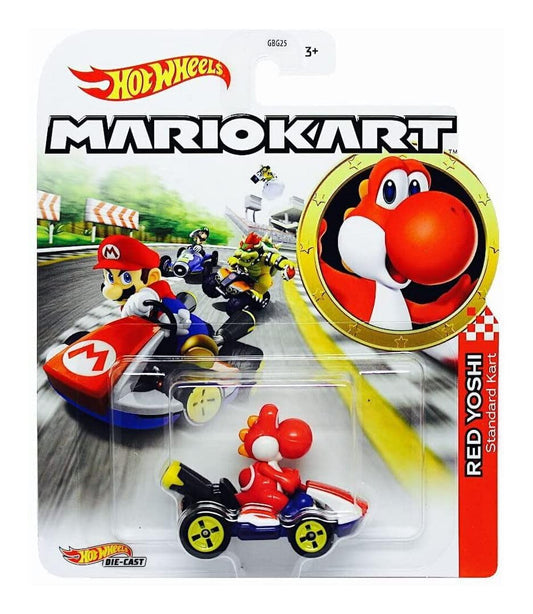 Hot Wheels Mario Kart Red Yoshi Standard Kart.