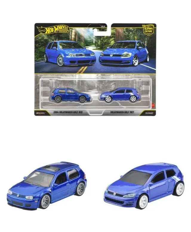 Hot Wheels Premium Car Culture 2004 Volkswagen Golf R32 y Volkswagen Golf MK7.