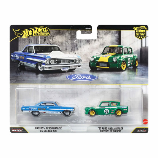 Hot Wheels Premium Car Culture Custom / Personnalisé 64 Galaxie 500 y 67 Ford Anglia Racer Voiture de Course.