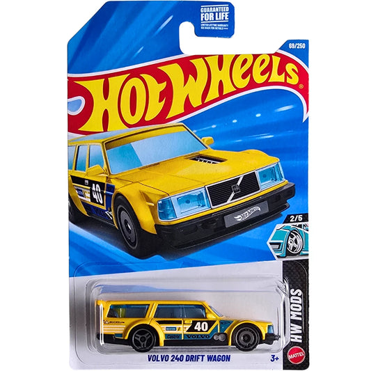 Hot Wheels Volvo 240 Drift Wagon/Bolide de Dérapage Amarillo.