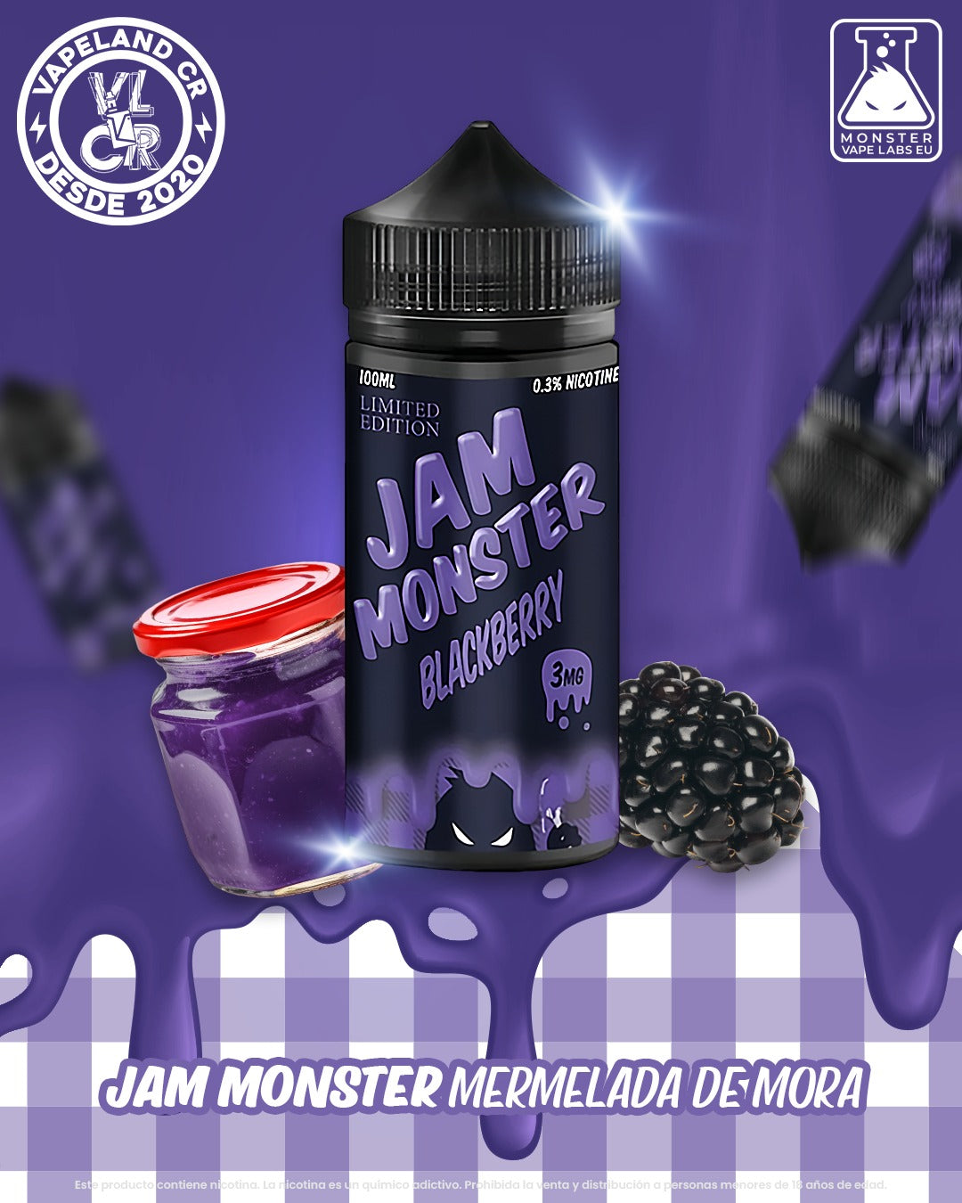 Jam Monster Blackberry 3mg y 6mg.