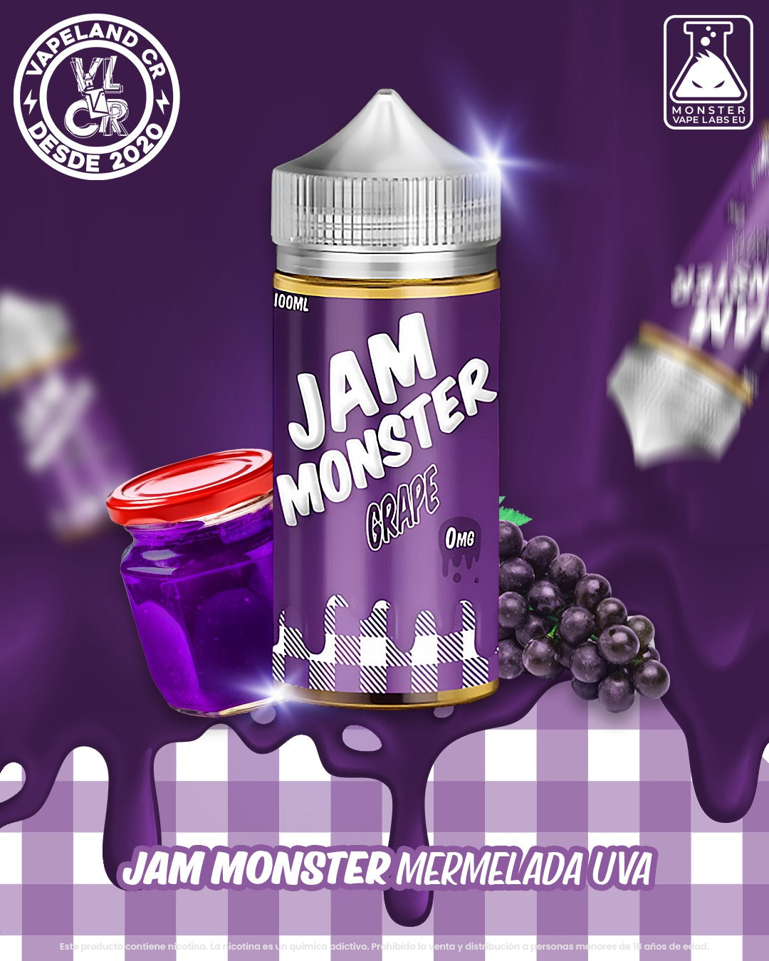 Jam Monster Grape 3mg y 6mg.