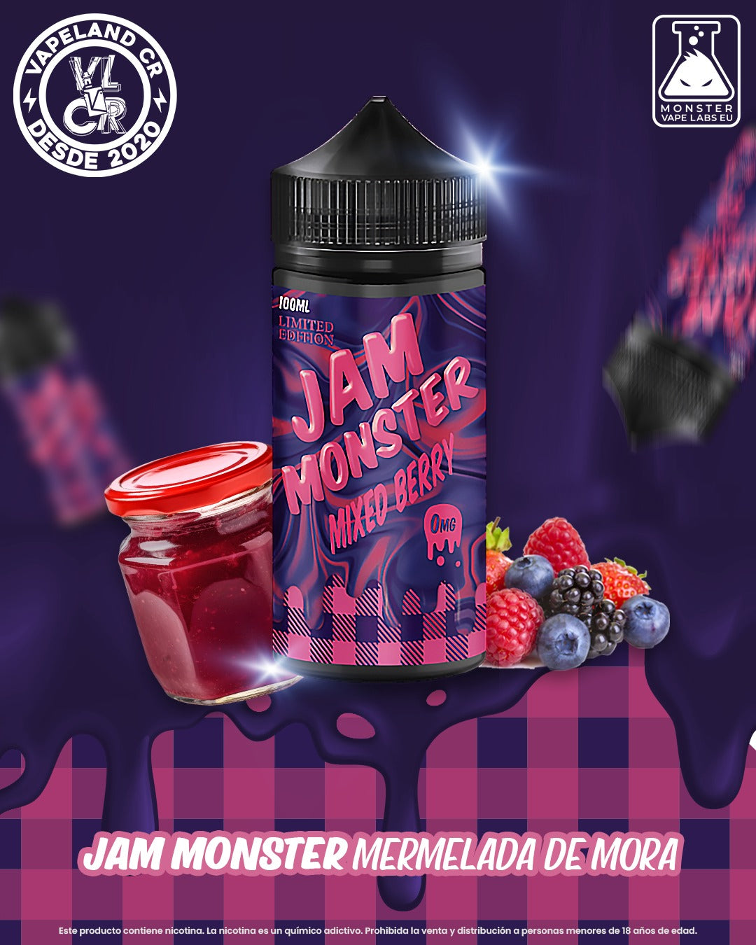 Jam Monster Mixed Berry 3mg y 6mg.