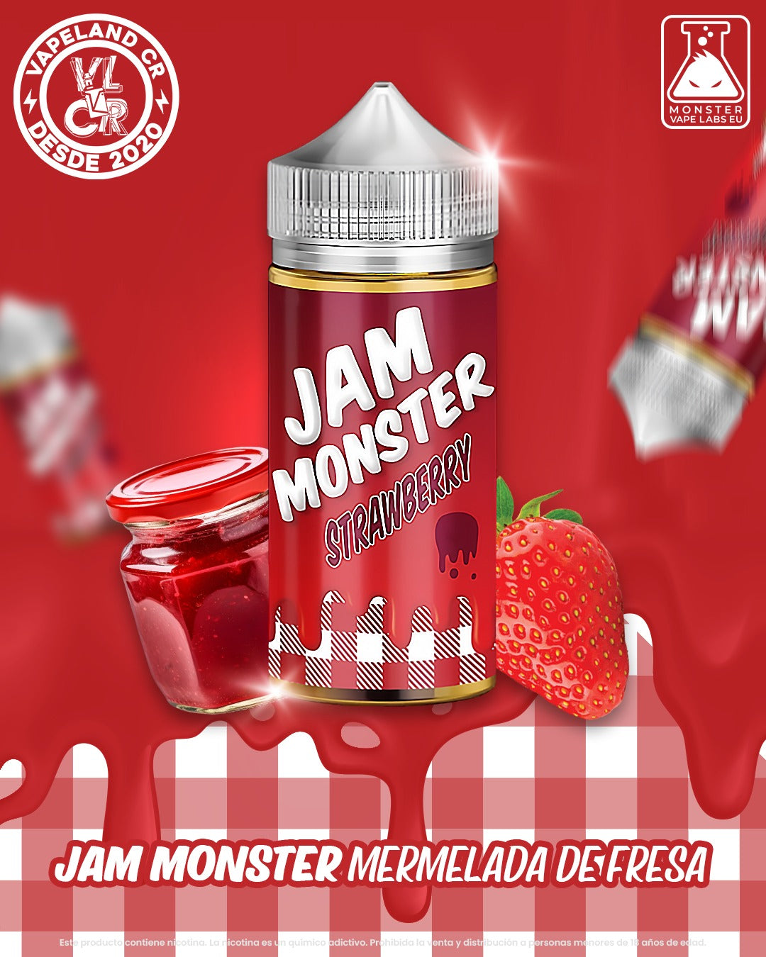 Jam Monster Strawberry 3mg y 6mg.