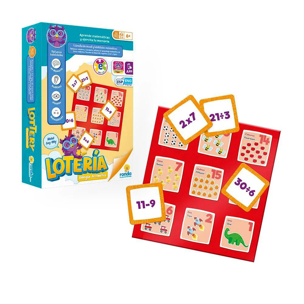 Juego de Mesa Ronda Lotería Bilingüe Aritmética.