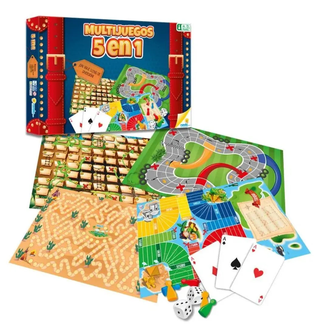 Juego de Mesa Ronda Multijuegos 5 en 1.