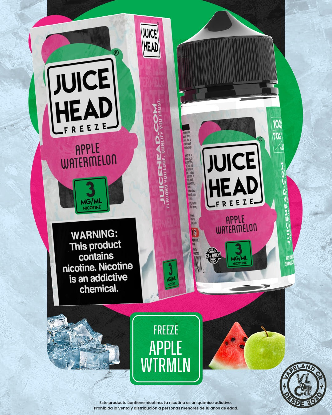 Juice Head Freeze Apple Watermelon 3mg y 6mg.