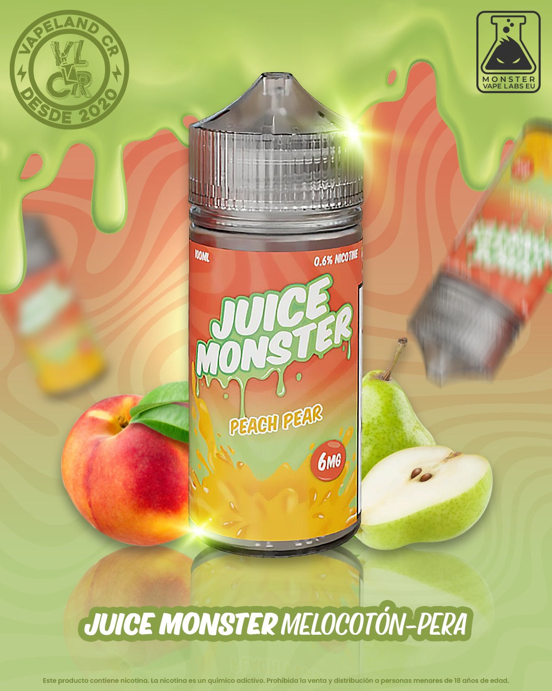 Juice Monster Peach Pear 3mg y 6mg.