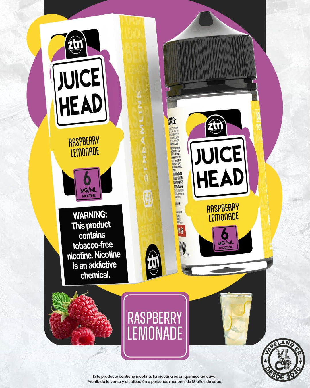 Juice Head Raspberry Lemonade 3mg y 6mg.