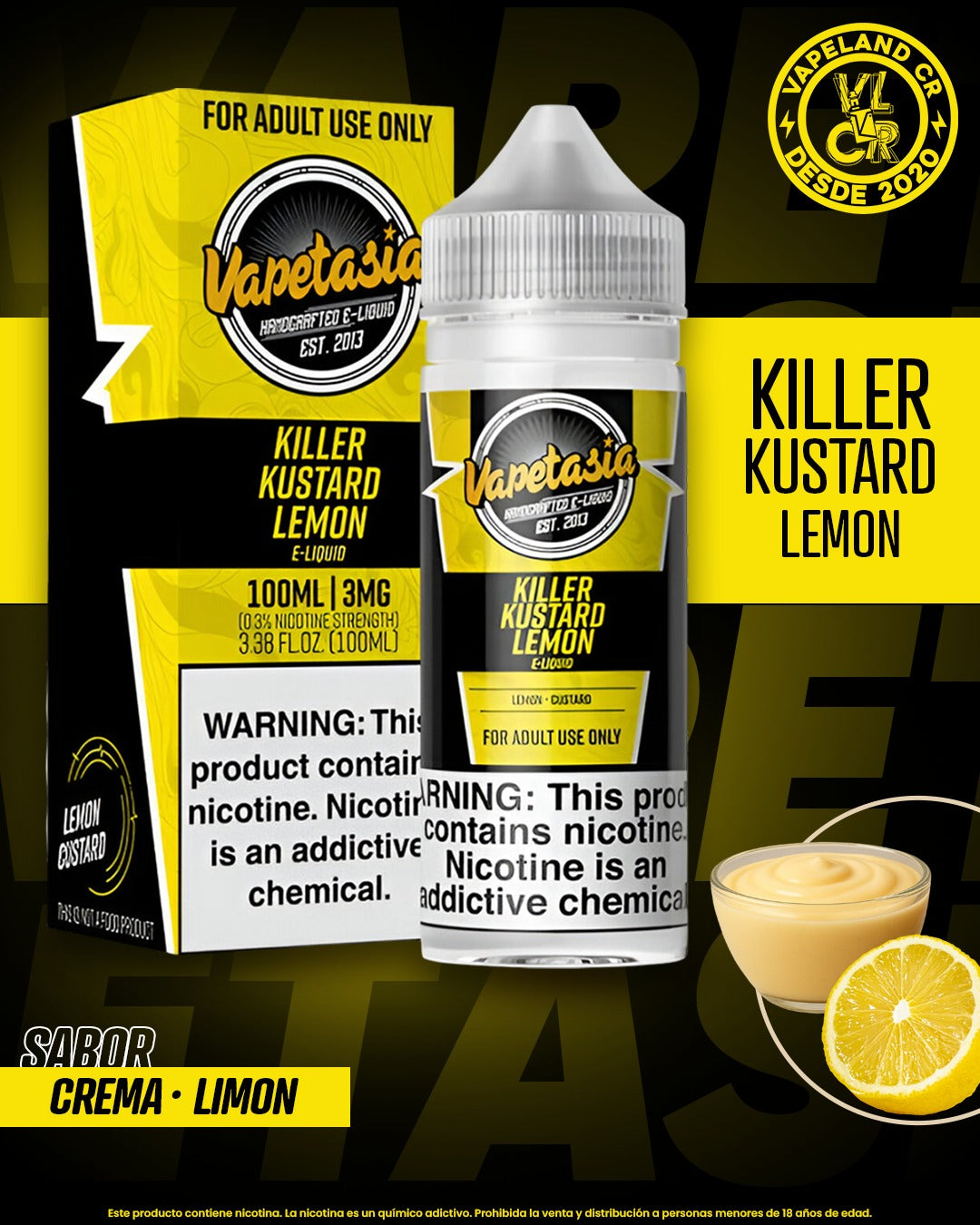 Vapetasia Killer Kustard Lemon 3mg y 6mg.