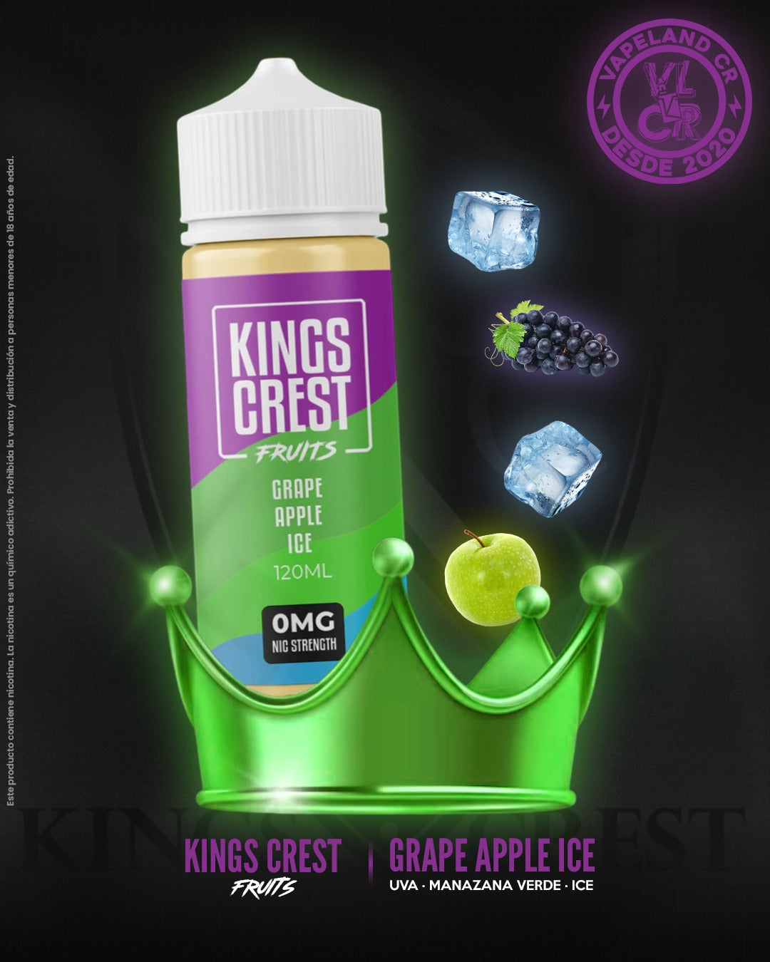 Kings Crest Fruits Grape Apple Ice 3mg y 6mg.