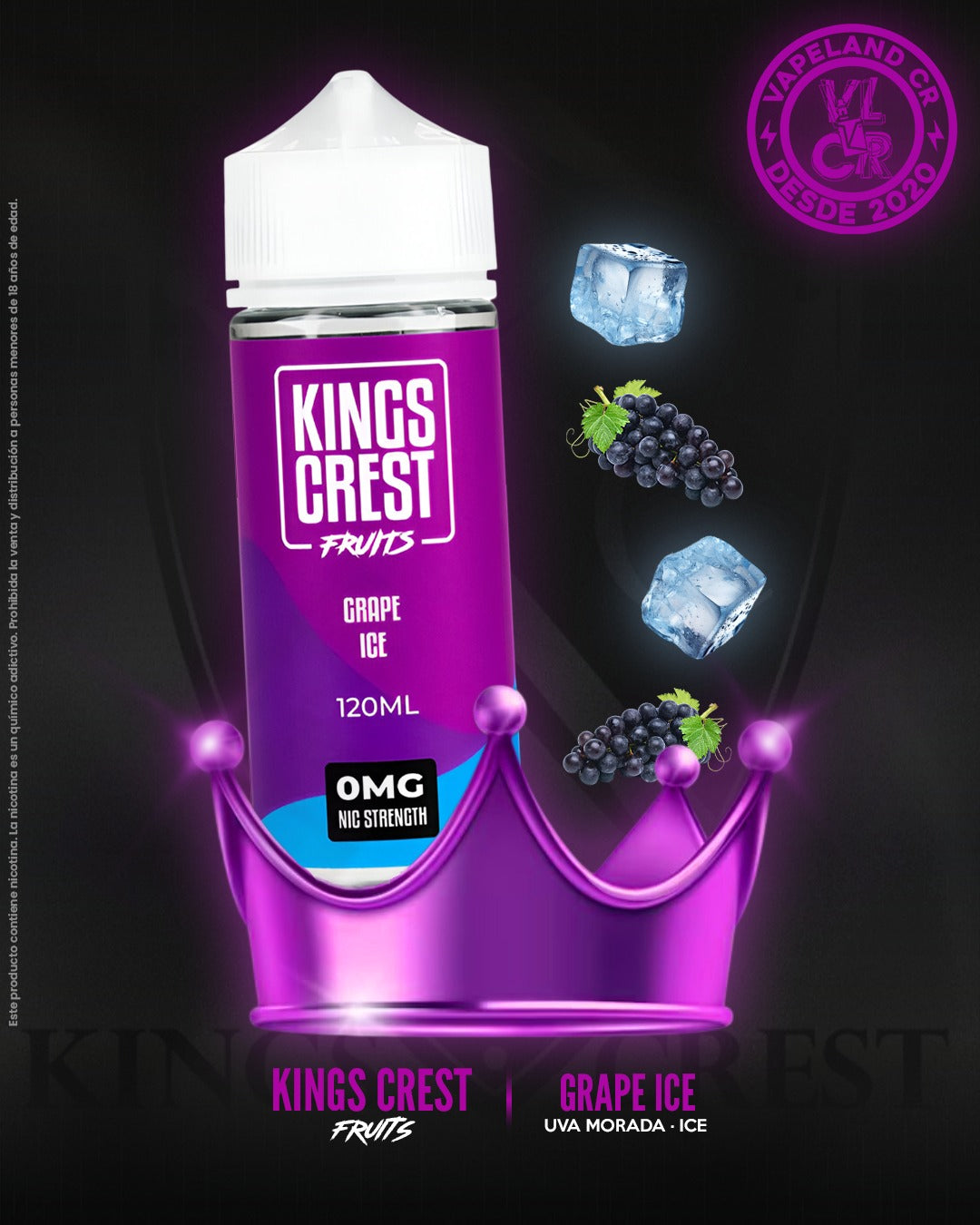Kings Crest Fruits Grape Ice 3mg y 6mg.