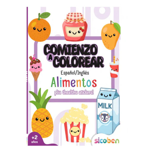 Libro Comienzo a Colorear Español/Ingles Alimentos Sicoben.