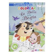 Libro Cuentos para Colorear La Bella y la Bestia Sicoben.