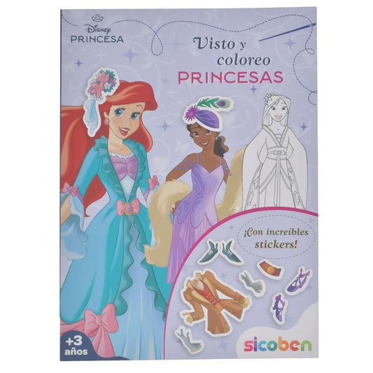 Libro Disney Princesa Visto y Coloreo Princesas Sicoben.