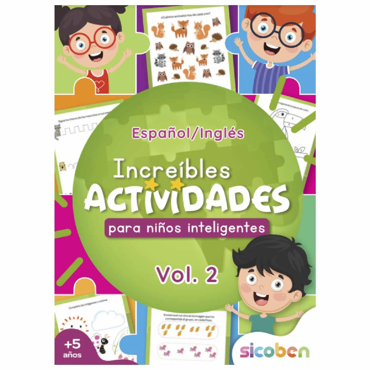 Libro Español/Inglés Increíbles Actividades para Niños Inteligentes Vol.2 Sicoben.