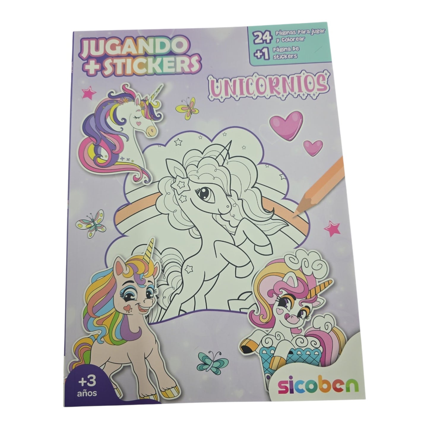 Libro Jugando + Stickers Unicornios Sicoben.