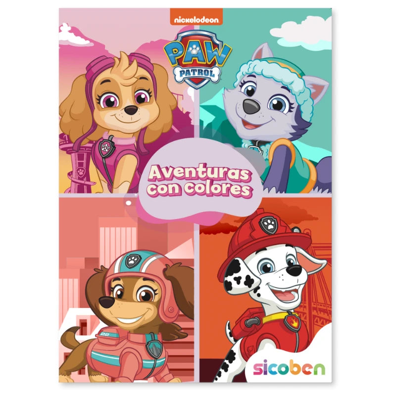 Libro para Colorear Aventuras con Colores Paw Patrol Sicoben.