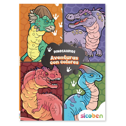 Libro para Colorear Dinosaurios Aventuras con Colores Sicoben.