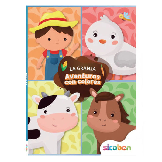 Libro para Colorear La Granja Aventuras con Colores Sicoben.