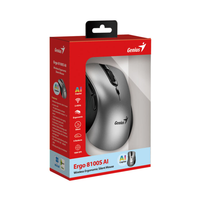 Mouse Inalámbrico Genius Ergo 8100S AI.