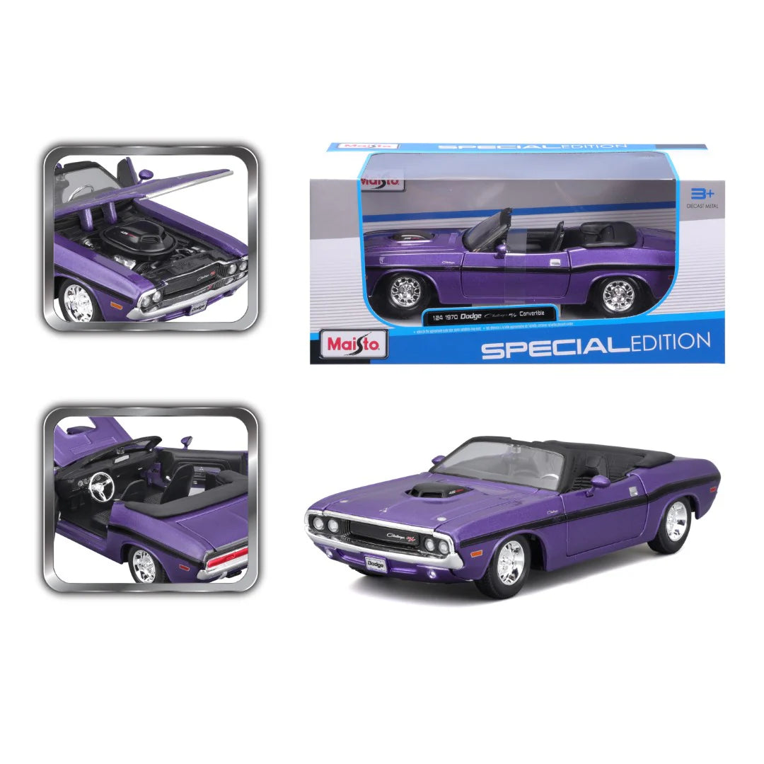 Maisto 1970 Dodge Challenger R/T Convertible Morado.