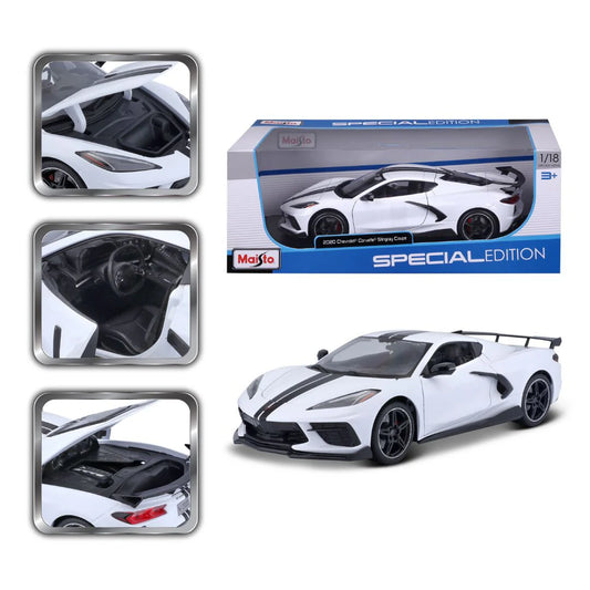 Maisto 2020 Chevrolet Corvette Stingray Coupe Blanco.