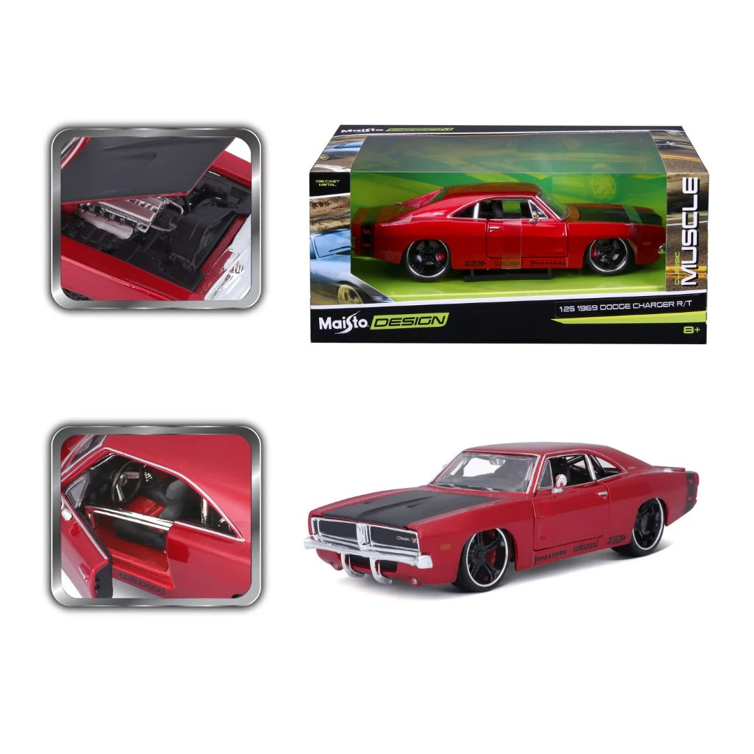 Maisto Design Classic Muscle 1969 Dodge Charger R/T Rojo.