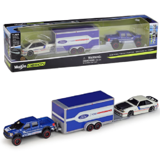 Maisto Design Team Haulers 2021 Ford F150 SVT Raptor/1993 Ford SVT Cobra.