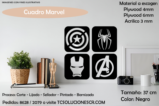Cuadro Marvel Escudos 4 de 18 CM