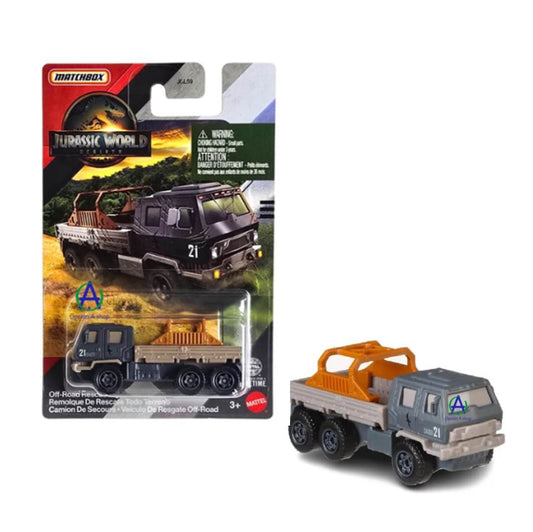 Matchbox Jurassic World Rebirth Remolque de Rescate Todo Terreno.