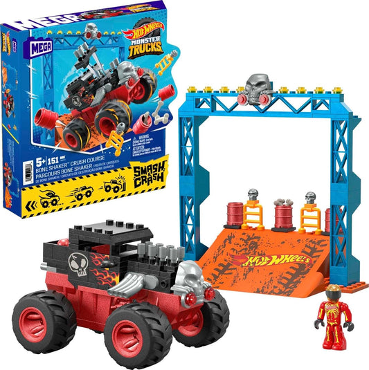 Mega Hot Wheels Monster Trucks Bone Shaker Pista de Choque.