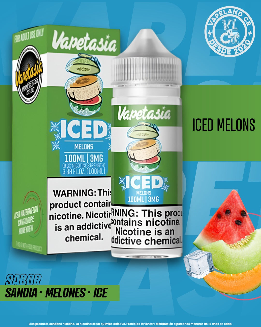 Vapetasia Iced Melons 3mg y 6mg.