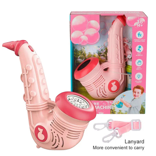 Lanzador de Burbujas de Saxofón Rosado con Luz y Sonido Jiadihong.