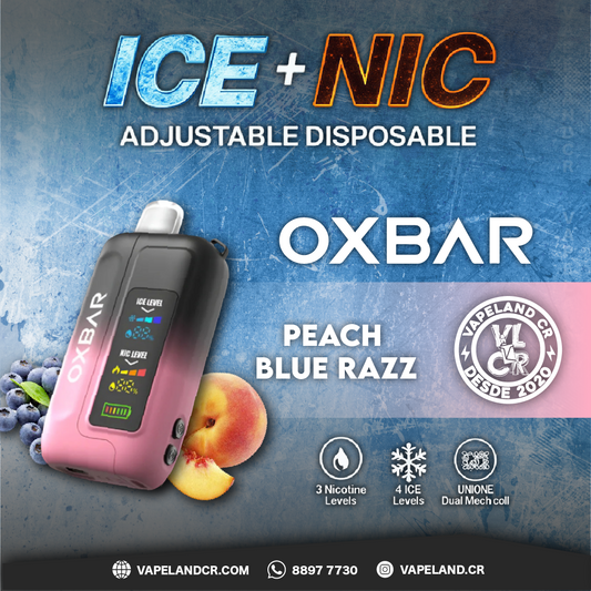 OXBAR Ice Nic Peach Blue Razz 35000 puffs.