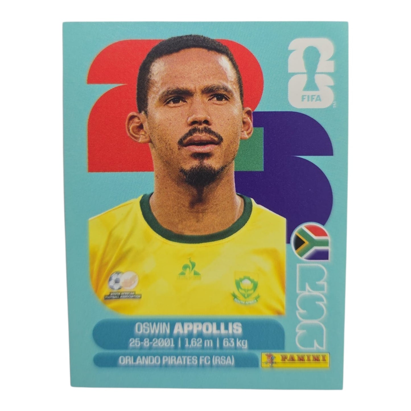Oswin Appollis RSA 20 Mundial 2026 Panini.